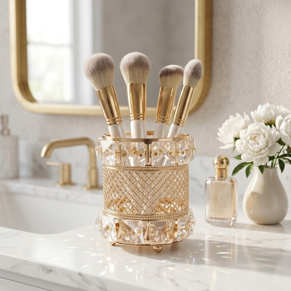 Gold Makeup Brush Holder Organ - đánh giá và giá Luxury Skincare And Makeup Brands